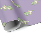 Papier Cadeau Crocodiles à l'aquarelle sur fond violet clair (Coin rond)