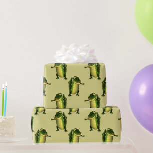 Papier Cadeau Crocodiles verts mignons