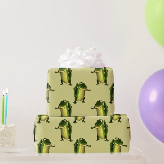 Papier Cadeau Crocodiles verts mignons