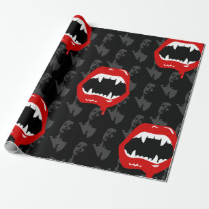 Papier Cadeau crocs de vampire noir éffrayant halloween