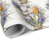 Papier Cadeau Crocus Spring Flower Botanique Floral Art (Coin rond)