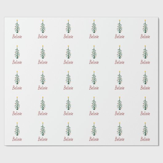 Papier Cadeau Croire Festive À feuillage persistant Arbre Noël p (Plat)