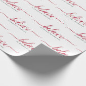 Papier Cadeau Croire le script de Noël blanc (Coin)