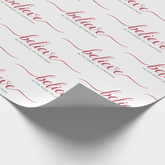 Papier Cadeau Croire le script de Noël blanc (Coin)