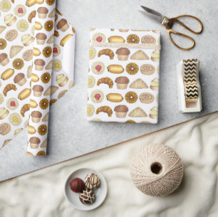 Papier Cadeau Croissant en plateau de pâtisserie Danois Muffin