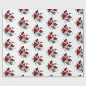 Papier Cadeau Croissant mécanique avec roses rouges (Plat)