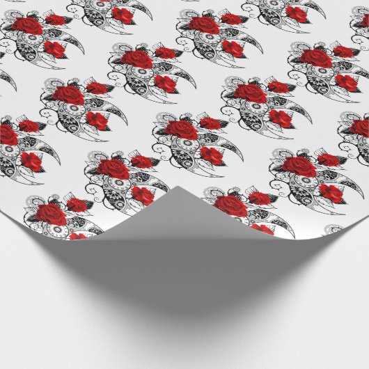 Papier Cadeau Croissant mécanique avec roses rouges (Coin)