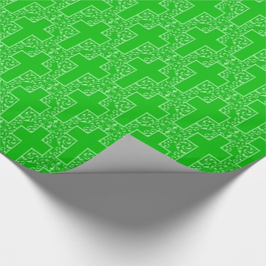 Papier Cadeau Croix-13-Vert orange (Coin)