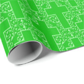 Papier Cadeau Croix-13-Vert orange (Coin rond)