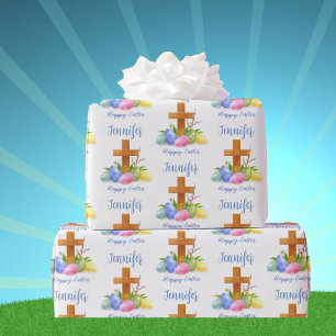 Papier Cadeau Croix à Pâques Ajouter Nom du récipiendaire