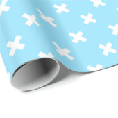 Papier Cadeau Croix blanche sur le bleu bébé (Coin rond)
