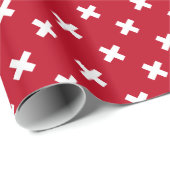 Papier Cadeau Croix blanche sur le rouge (Coin rond)