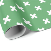 Papier Cadeau Croix blanche sur le vert (Coin rond)