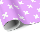 Papier Cadeau Croix blanches sur lilas (Coin rond)