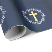 Papier Cadeau Croix Bleue (Coin rond)