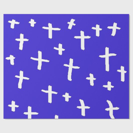 Papier Cadeau croix bleue blanche (Plat)