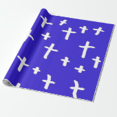 Papier Cadeau croix bleue blanche (Déroulé)