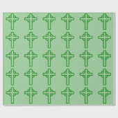 Papier Cadeau Croix celtique verte (Plat)