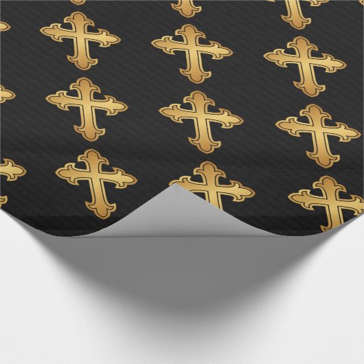 Papier Cadeau Croix-Chrétienne en or noir (Coin)