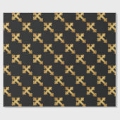 Papier Cadeau Croix-Chrétienne en or noir (Plat)
