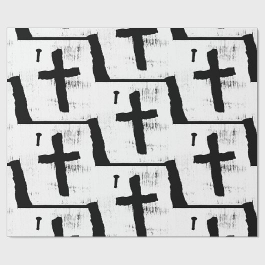 Papier Cadeau Croix chrétienne Grungy (Plat)
