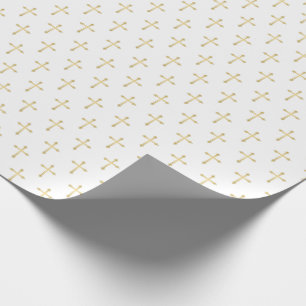 Papier Cadeau Croix chrétiennes d'or sur le blanc