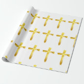 Papier Cadeau Croix de brosse d'or - Crucifix religieux moderne (Déroulé)