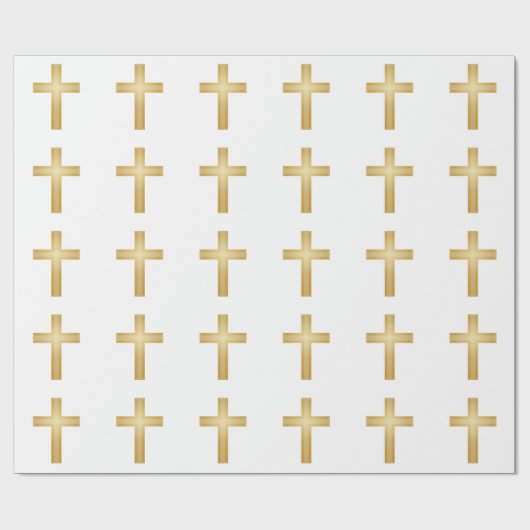 Papier Cadeau Croix d'or chrétienne (Plat)