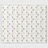 Papier Cadeau Croix d'or Première communion sainte (Plat)