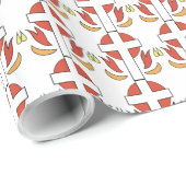 Papier Cadeau Croix et Flammes de Confirmation (Coin rond)