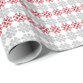 Papier Cadeau Croix géométrique rouge et gris letton (Coin rond)