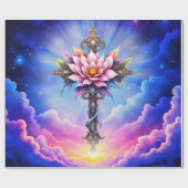 Papier Cadeau Croix Lotus Céleste (Plat)