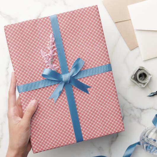 Papier Cadeau Croix Motif diagonale Rouge Blanc