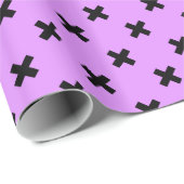 Papier Cadeau Croix noire sur lilas (Coin rond)
