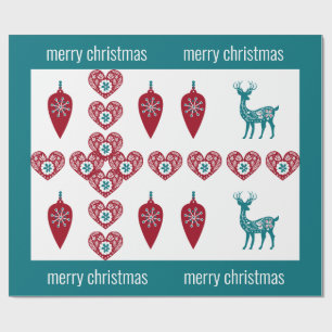 Papier Cadeau Croix nordique renne scandinave Merry Xmas