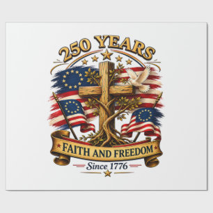 Papier Cadeau Croix patriotique Foi et Liberté 250 Ans