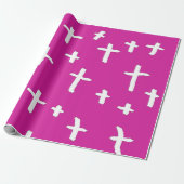 Papier Cadeau croix rose blanc (Déroulé)