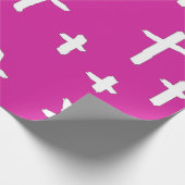 Papier Cadeau croix rose blanc (Coin)