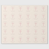 Papier Cadeau Croix rose pastel (Plat)