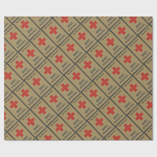 Papier Cadeau Croix-Rouge de 920 WWI " nous appartenons 100% (Plat)