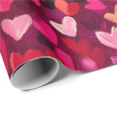 Papier Cadeau Croquis Abstrait Coeurs colorés (Coin rond)