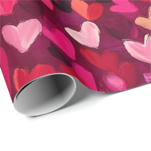 Papier Cadeau Croquis Abstrait Coeurs colorés (Coin rond)