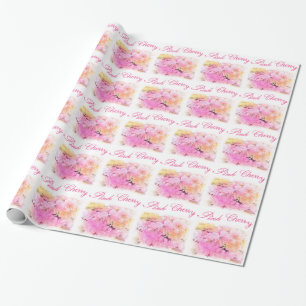 Papier Cadeau Croquis couleur fleurs de cerisier rose photo de f
