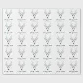Papier Cadeau Croquis D'Art Simple Deer Head Line Avec Texte (Plat)
