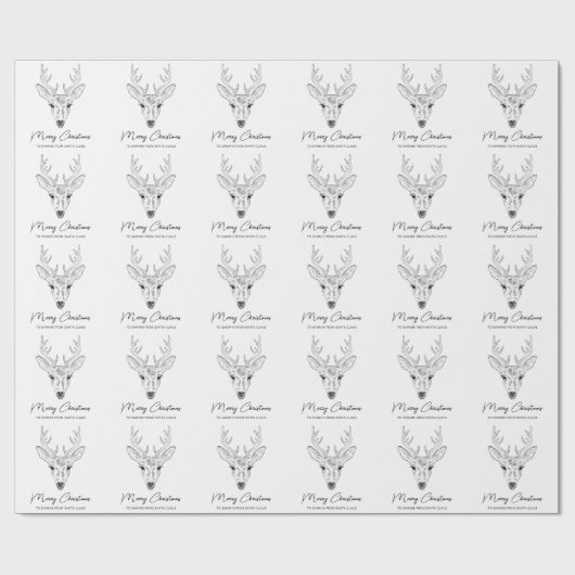 Papier Cadeau Croquis D'Art Simple Deer Head Line Avec Texte (Plat)