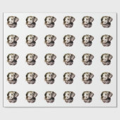 Papier Cadeau Croquis de chiot marron (Plat)