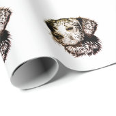 Papier Cadeau Croquis de chiot marron (Coin rond)
