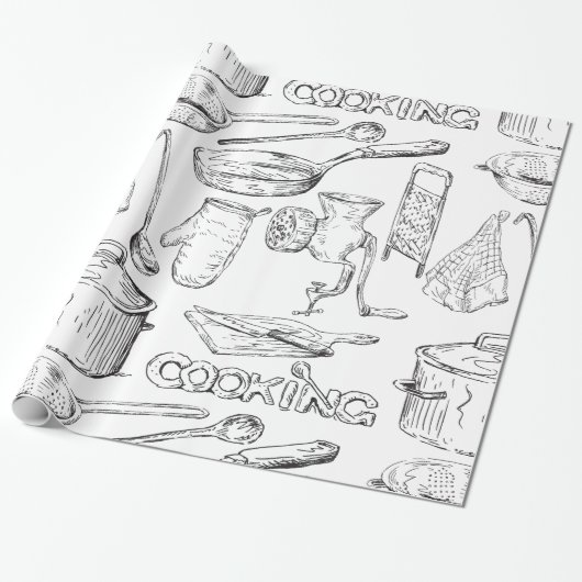Papier Cadeau Croquis de cuisine (Déroulé)