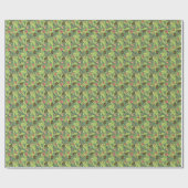 Papier Cadeau Croquis de fruits tropicaux sur Motif vert (Plat)