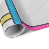 Papier Cadeau Croquis de mise au point rose jaune de Mondrian (Coin rond)